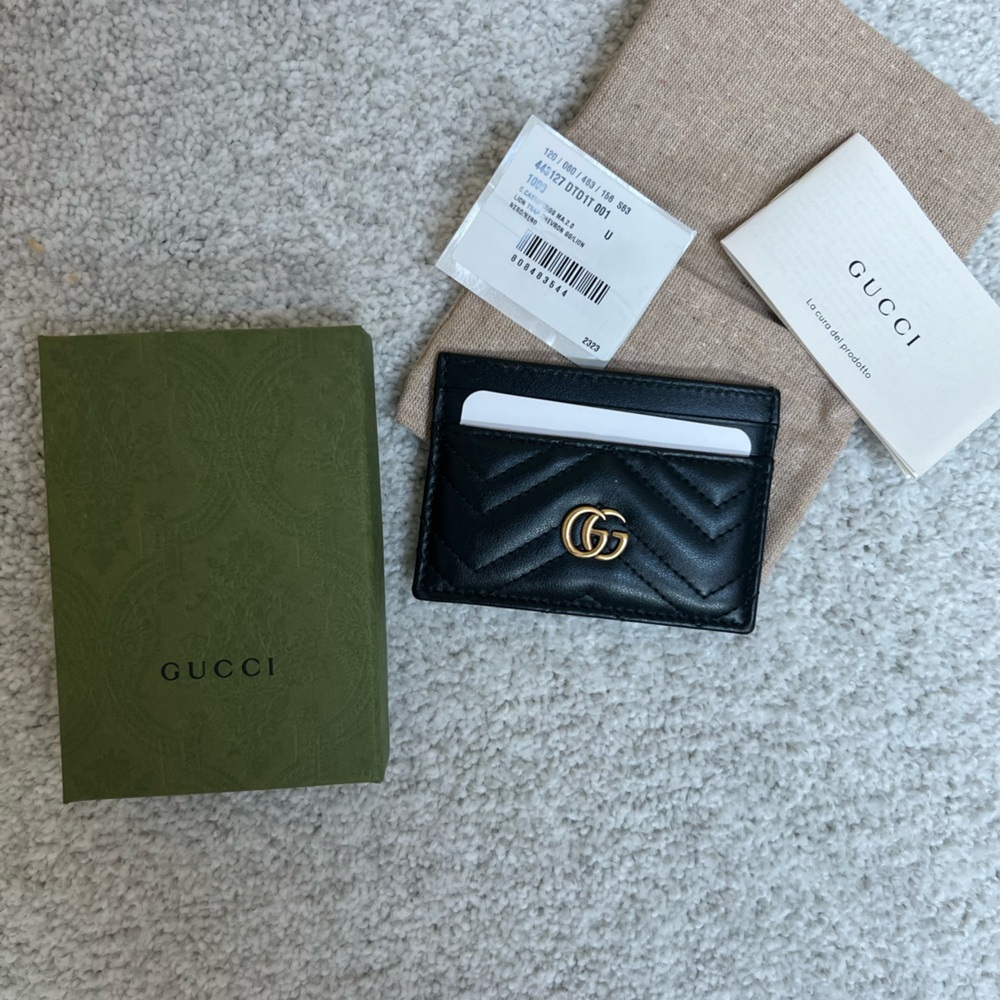 Gucci Marmot double G Black Leather Card Holder - Picture 3 of 3